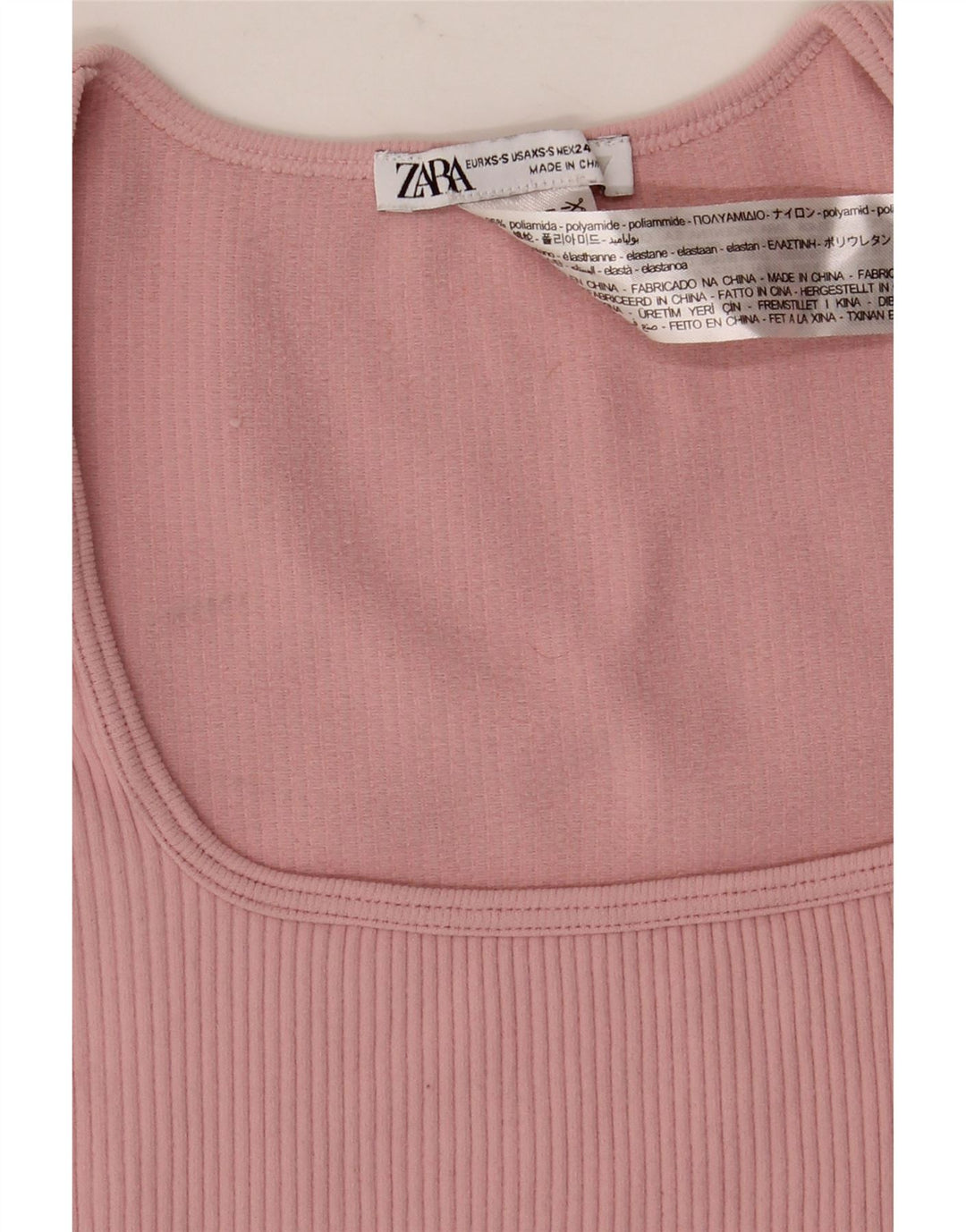 Damski krótki top Zara z długim rękawem, UK 4 XS, różowy poliamid