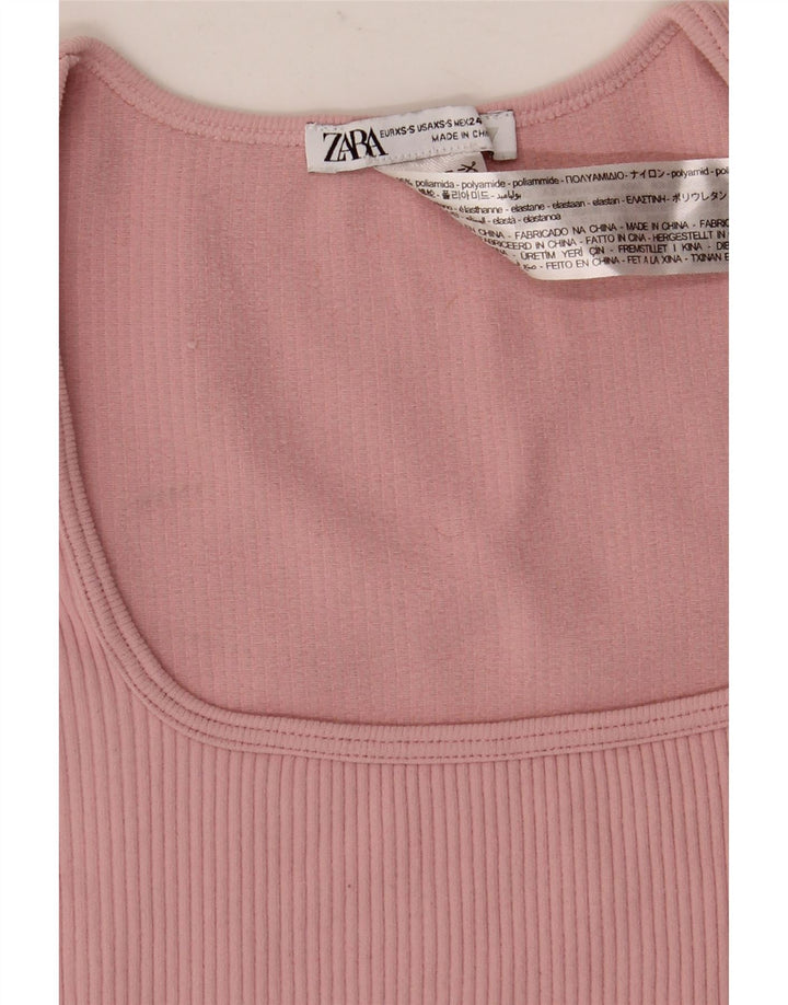 Damski krótki top Zara z długim rękawem, UK 4 XS, różowy poliamid