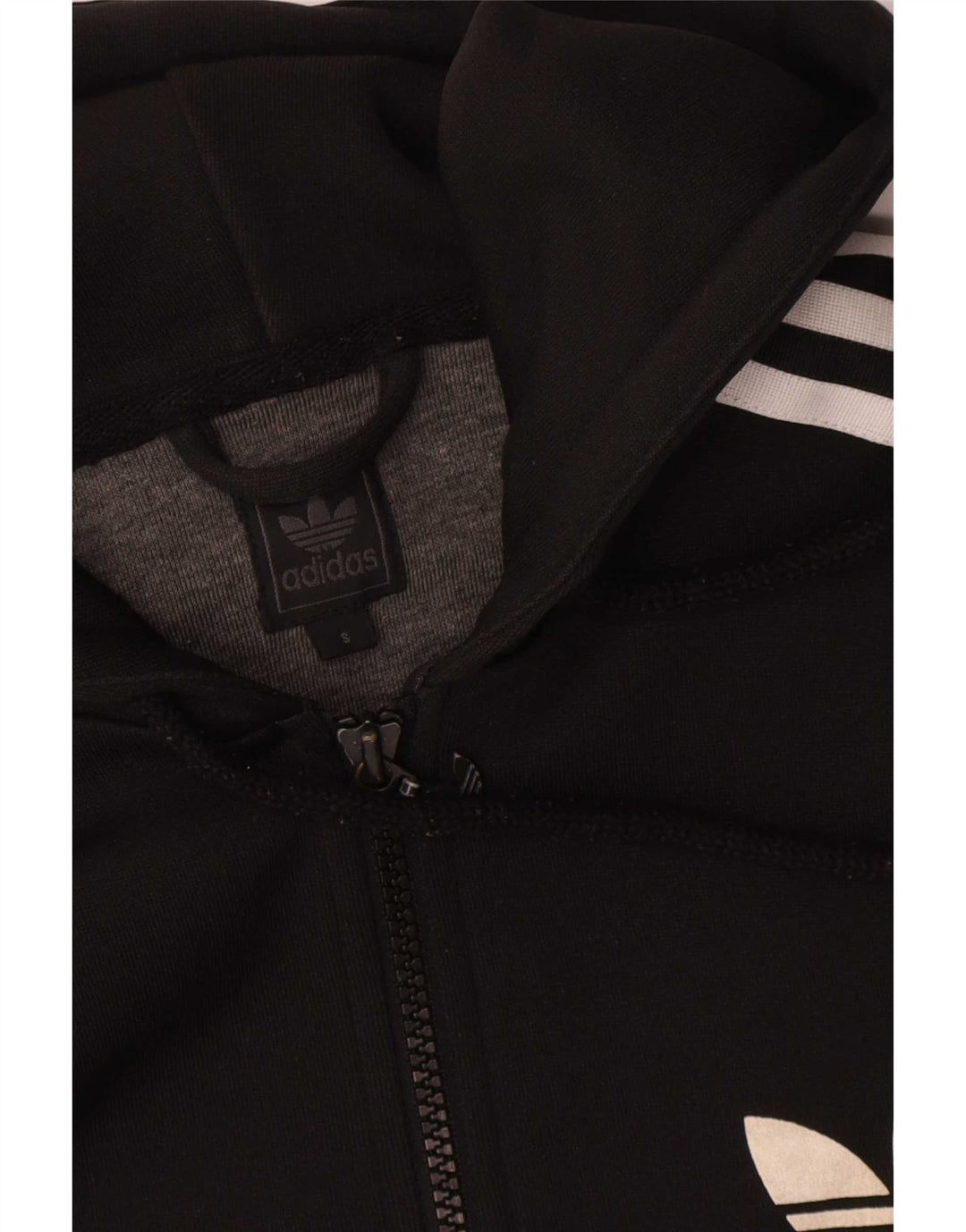Damski sweter z kapturem i zamkiem błyskawicznym Adidas UK 16, duży, czarny poliester