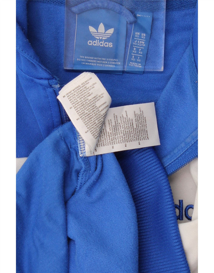 Męski sweter z kapturem i zamkiem błyskawicznym ADIDAS XS Niebieski, bawełniany z blokami kolorów