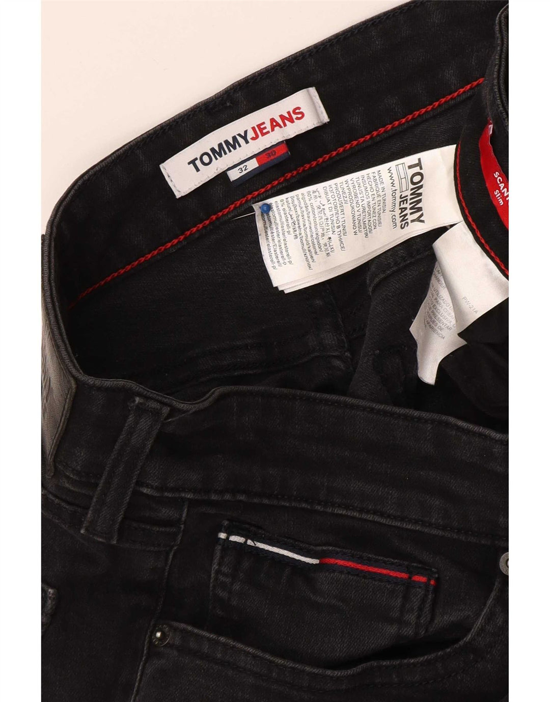 Męskie jeansy slim fit Tommy Hilfiger W32 L30 Czarna bawełna