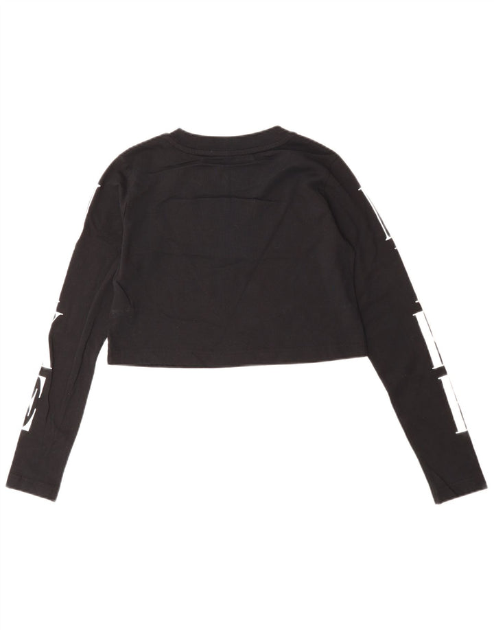 Damska koszulka Nike Crop Graphic z długim rękawem, UK 10, mała, czarna bawełna