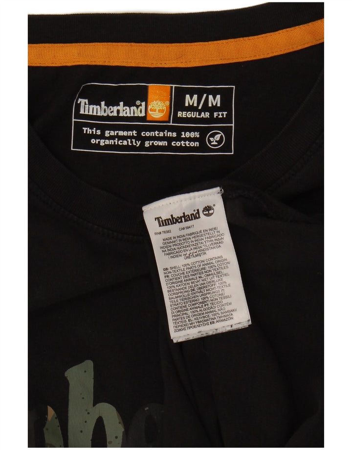 TIMBERLAND Mens Regular Fit Graphic T-Shirt Top Medium Black Cotton