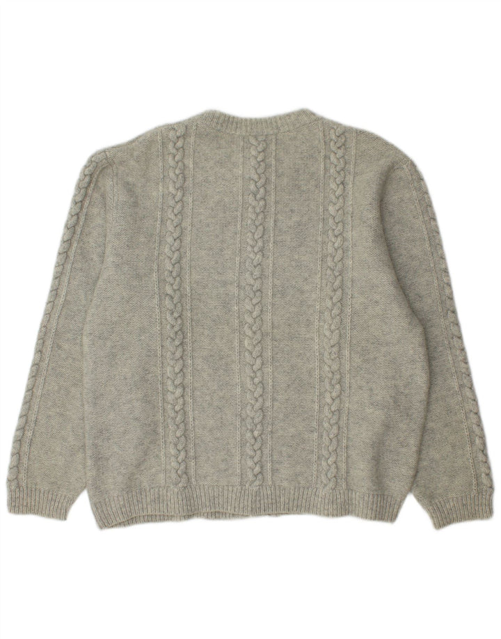 Męski sweter rozpinany Moschen Modell, średnioszary, z nowej wełny