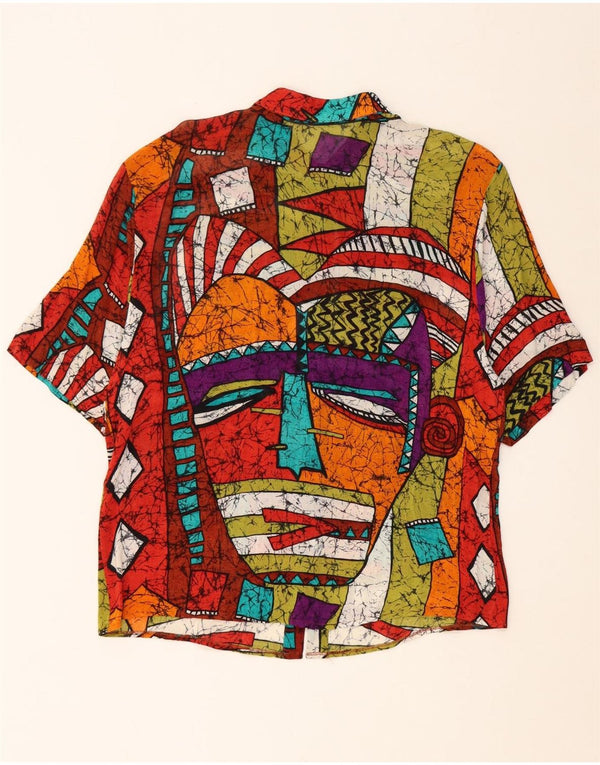 Damska bluzka koszulowa VINTAGE UK 16, duża, wielobarwna, geometryczna