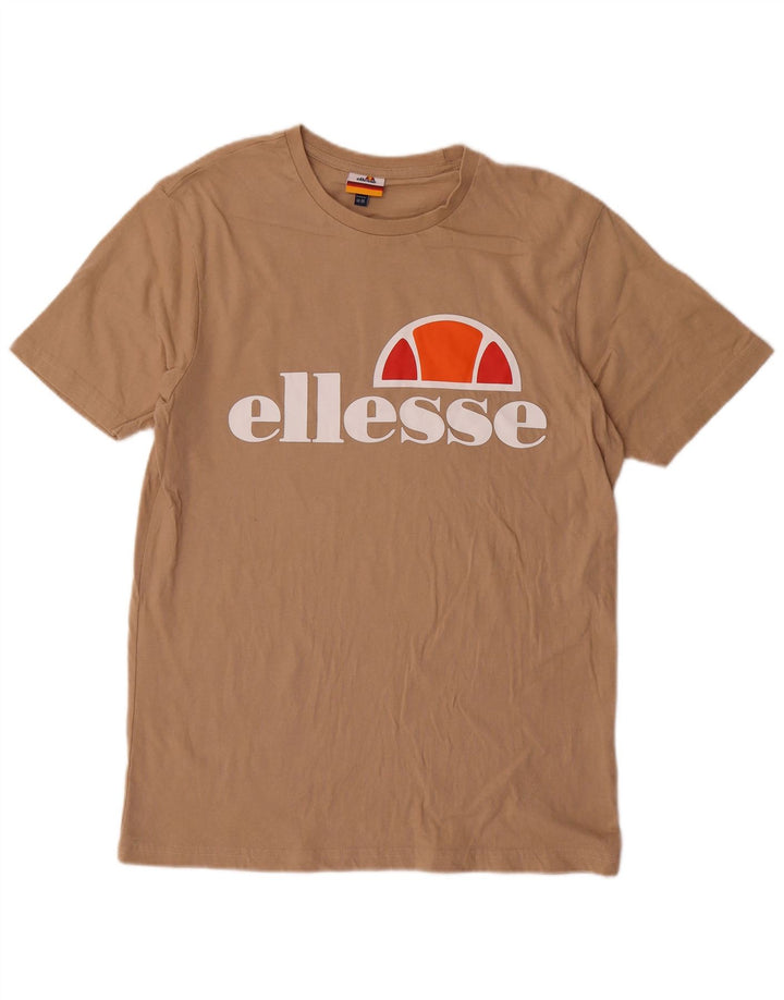 Męska koszulka z grafiką Ellesse Top, średnia beżowa bawełna