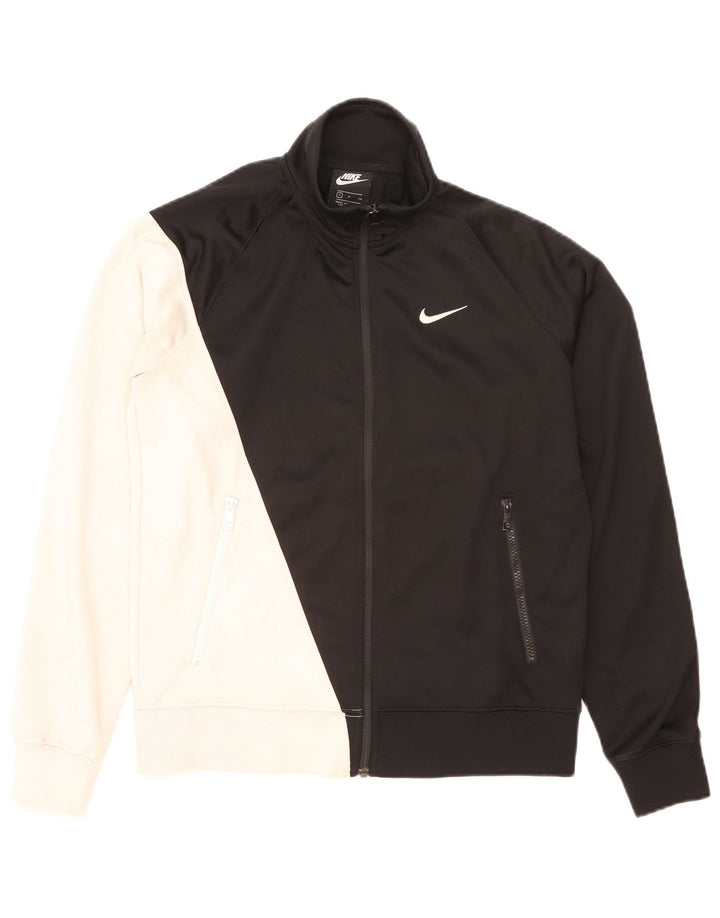 Męska kurtka dresowa NIKE z grafiką, mała, czarna, z poliestru w blokach kolorów