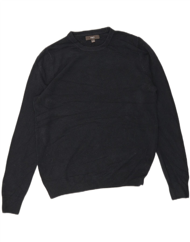MARKS & SPENCER Mens Crew Neck Jumper Sweater Medium Navy Blue Acrylic