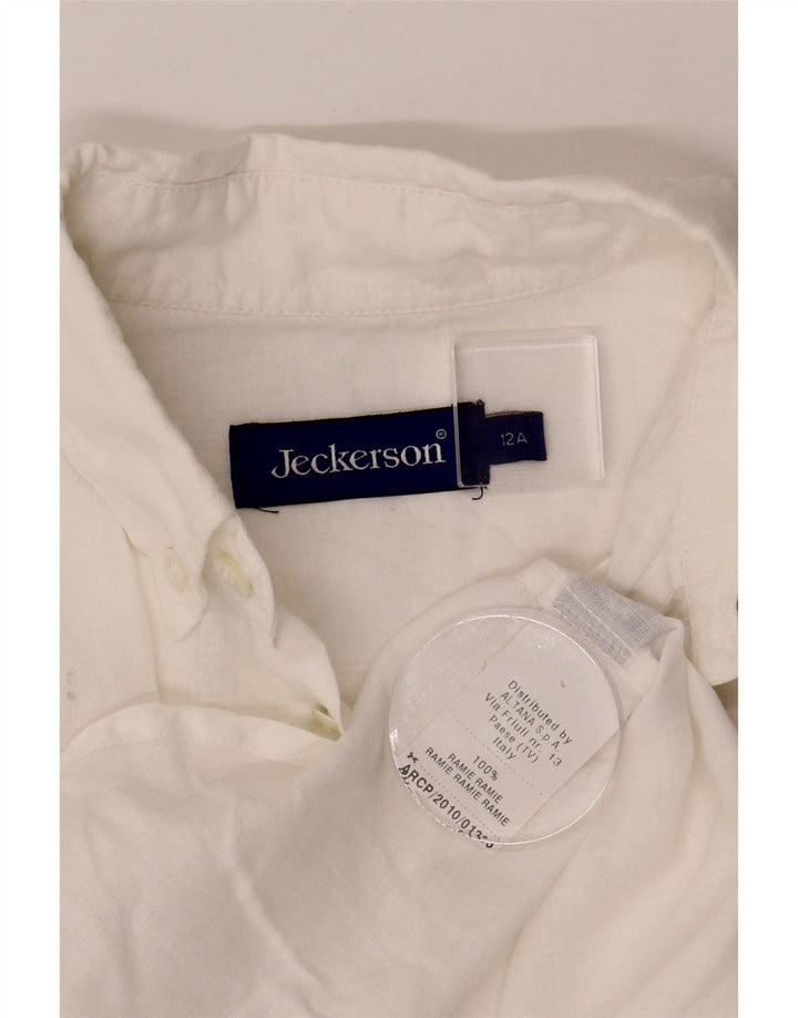 JECKERSON Boys Shirt 11-12 Years White Ramie Vintage Jeckerson and Second-Hand Jeckerson from Messina Hembry 