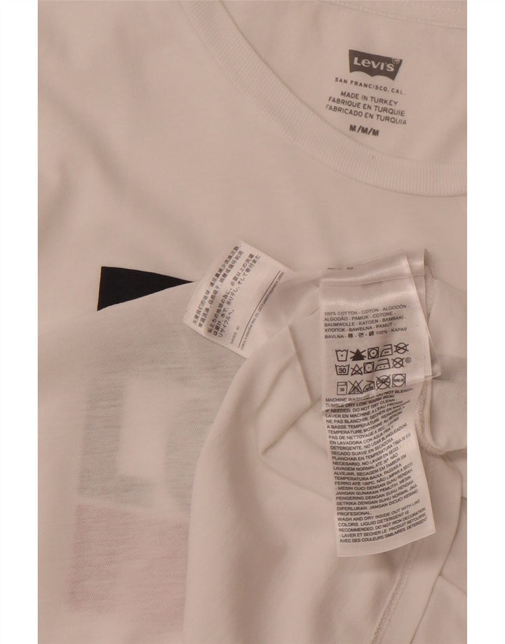 Damska koszulka z grafiką LEVI'S Top UK 12 Średnia biała bawełna