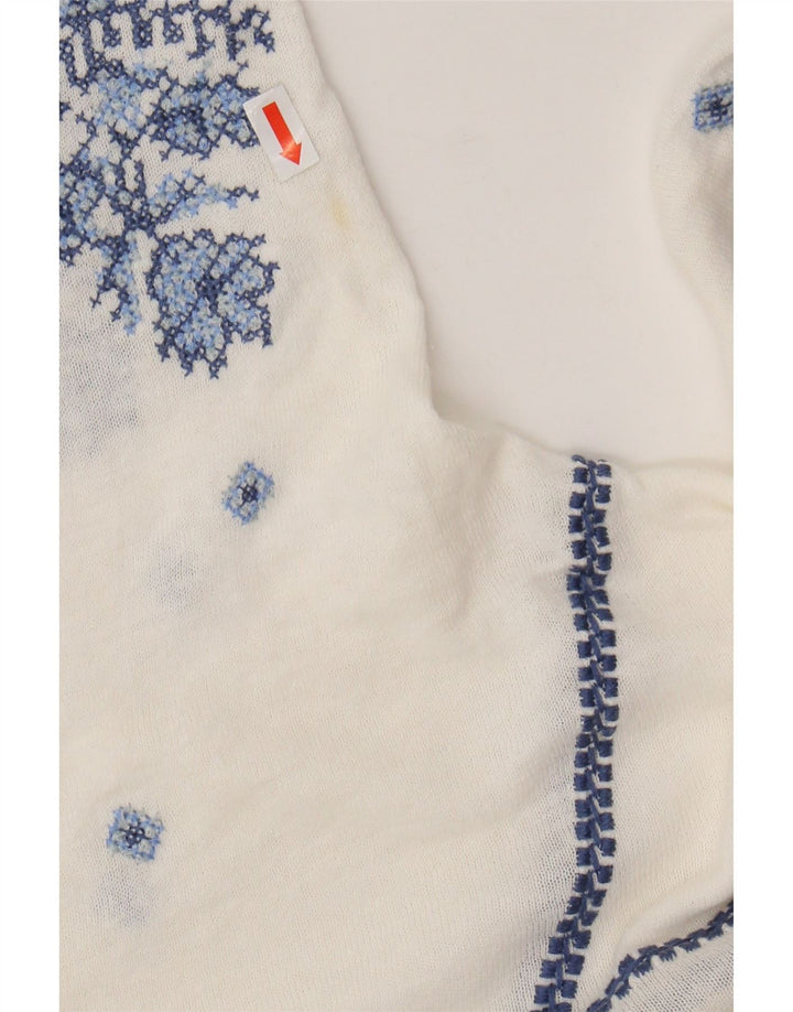 Damska bluzka MONSOON UK 16, duża, z lnu w kwiaty w kolorze złamanej bieli