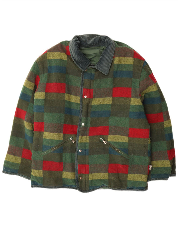 Dwustronna kurtka męska Vintage UK 44 2XL w zieloną kratkę
