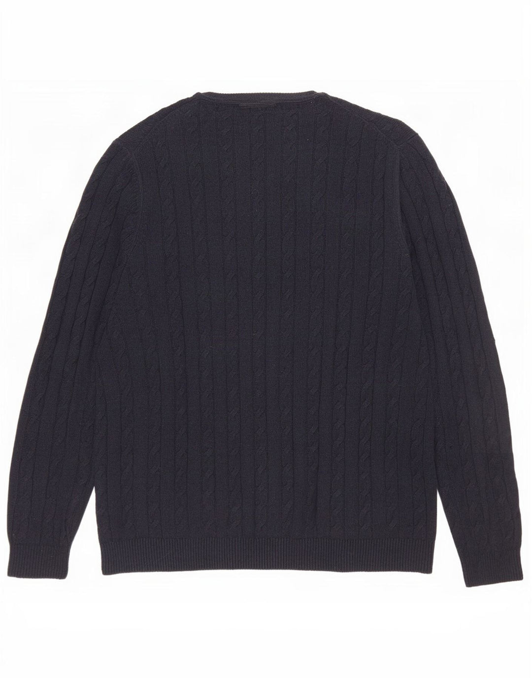 Męski sweter z okrągłym dekoltem Lyle & Scott, duży, granatowy, bawełniany