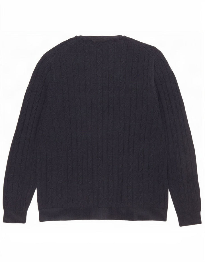 Męski sweter z okrągłym dekoltem Lyle & Scott, duży, granatowy, bawełniany