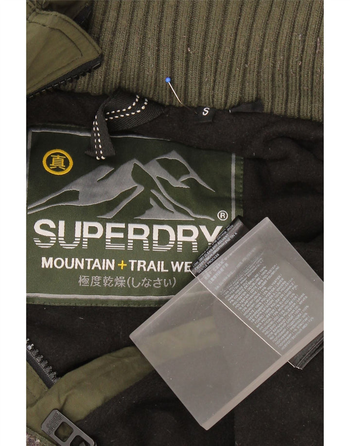 SUPERDRY Męska kurtka wiatrówka z kapturem UK 36, mała, khaki, poliester