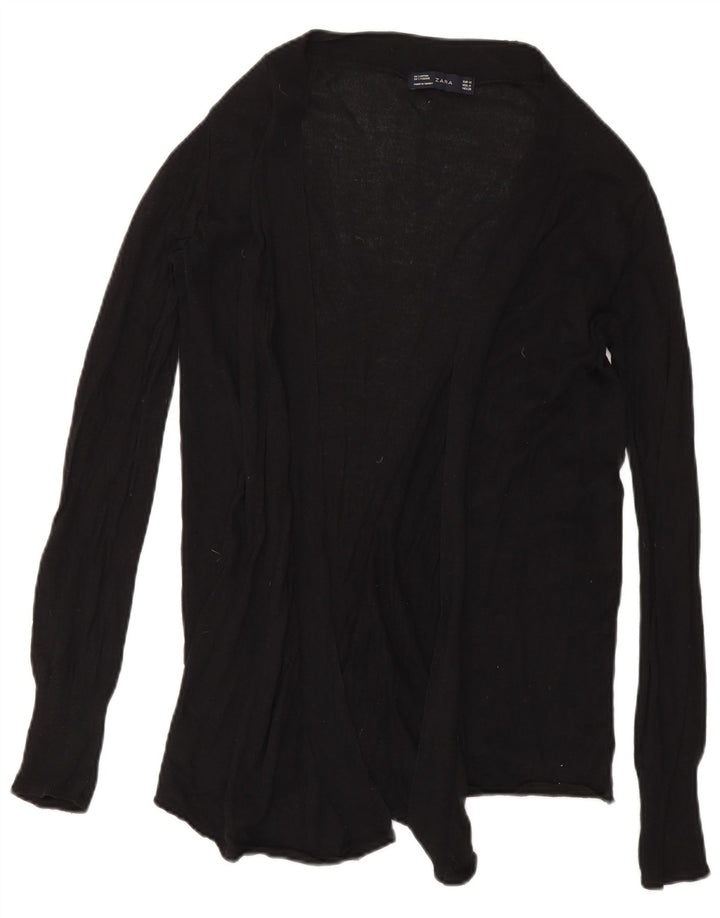 Sweter damski Zara z otwartym kardiganem UK 12, średni czarny bawełniany