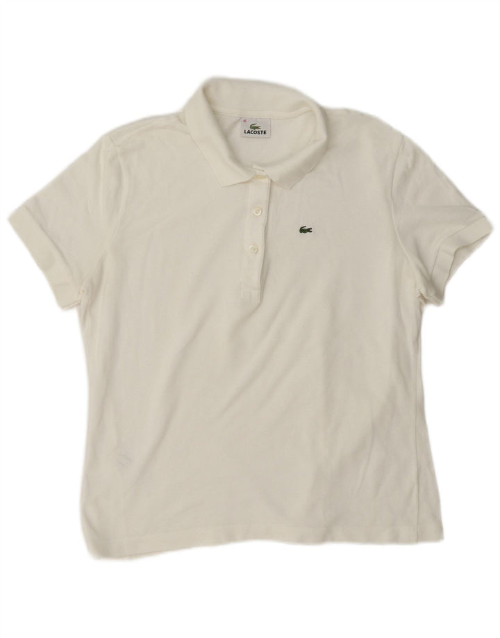 Damska koszulka polo Lacoste, rozmiar 46 XL, biała, bawełniana