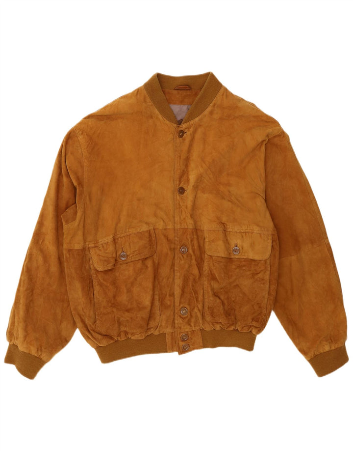 Zamszowa kurtka bomber męska vintage IT 58 4XL brązowa