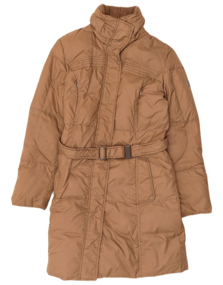VINTAGE Womens Oversized Padded Coat UK 10 Small Beige Polyester