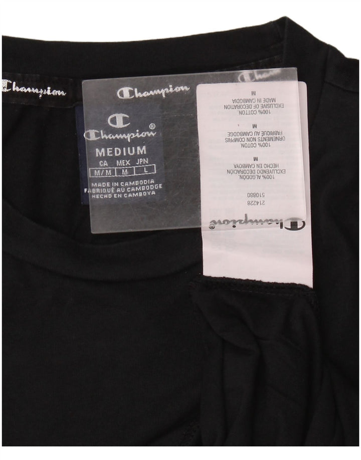 Męska koszulka z grafiką Champion, średnia czarna, bawełniana