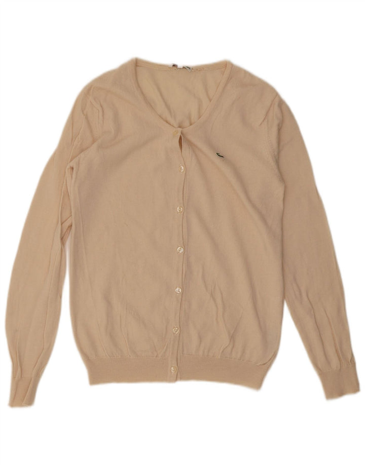 Lacoste Damski sweter rozpinany, rozmiar 42, duży, beżowy, nowa wełna