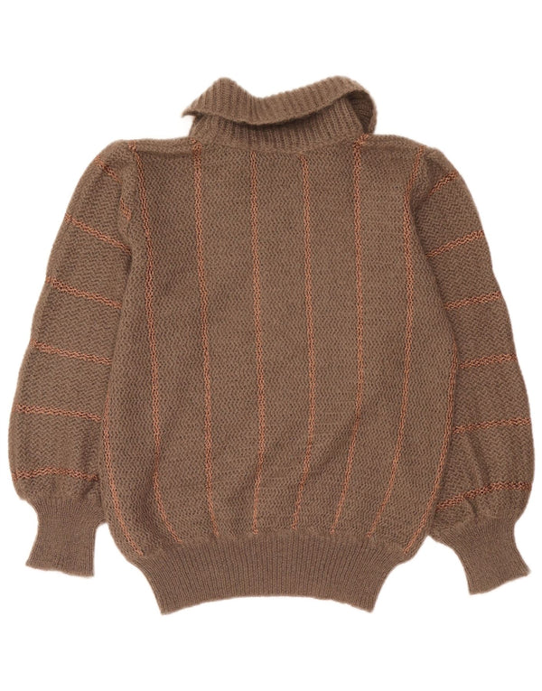 Vintage damski sweter z golfem UK 16, duże szare paski