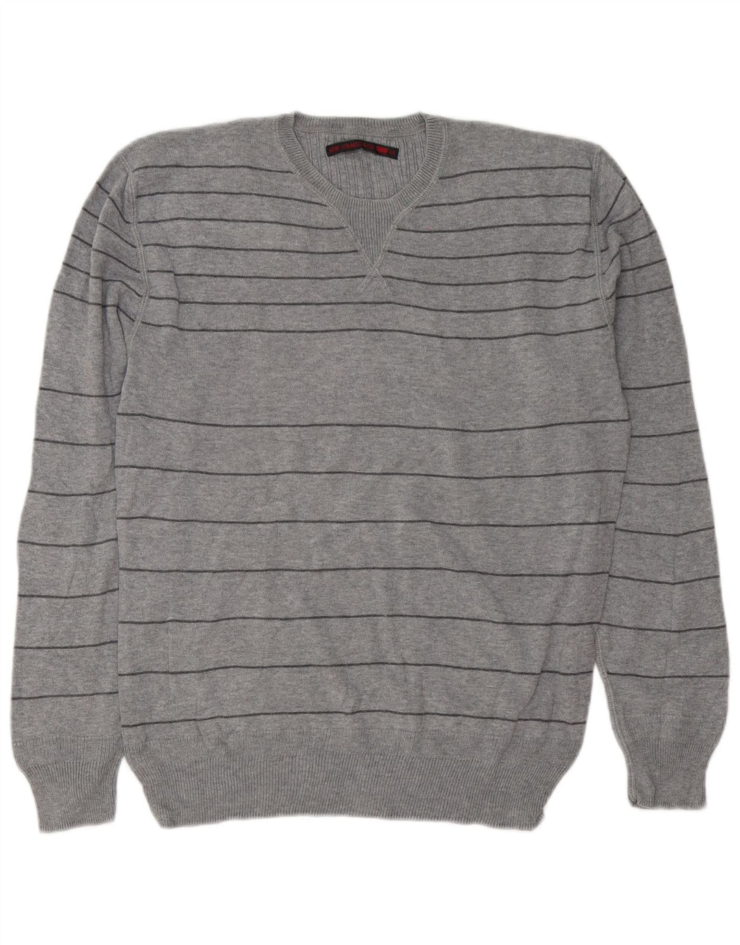 Męski sweter Levi's z okrągłym dekoltem, średniej szarości, bawełniany w paski