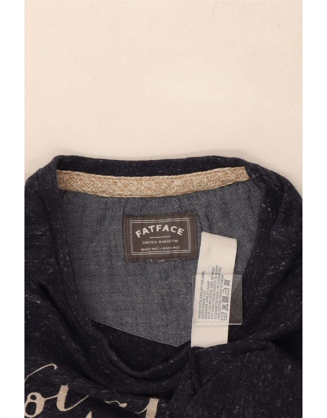 Damska koszulka z grafiką FAT FACE Top, średnia, granatowa, bawełniana w cętki