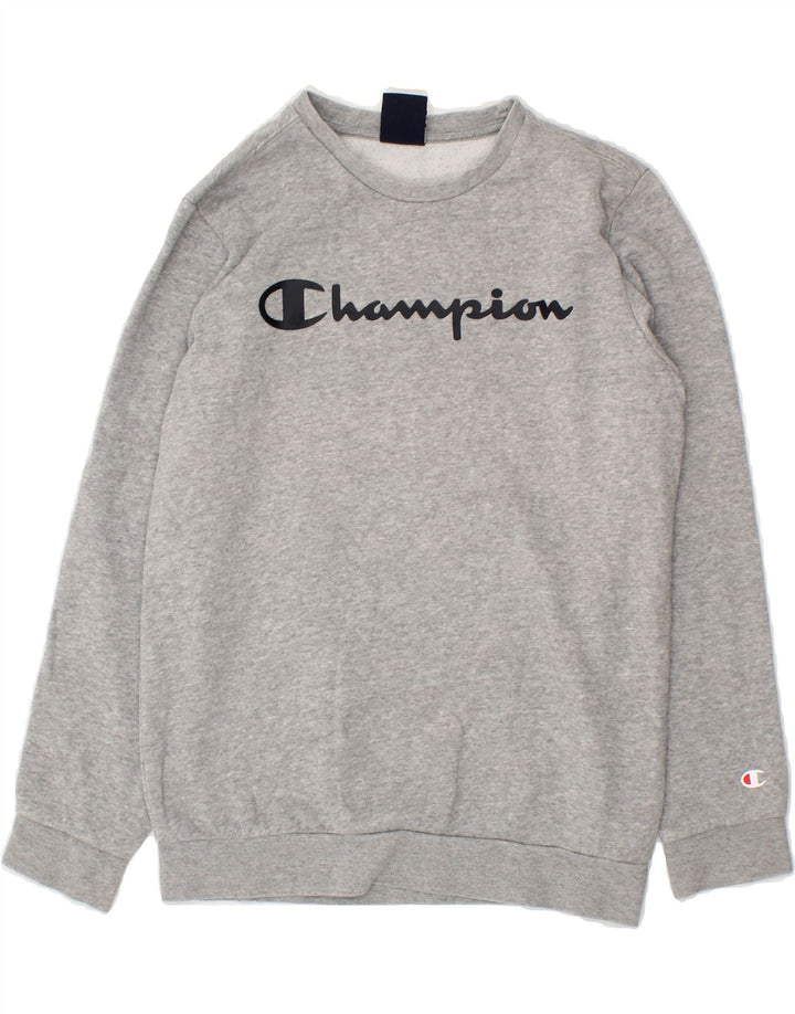 CHAMPION Boys Graphic Sweatshirt Jumper 11-12 Years Grey Cotton Vintage Champion and Second-Hand Champion from Messina Hembry 