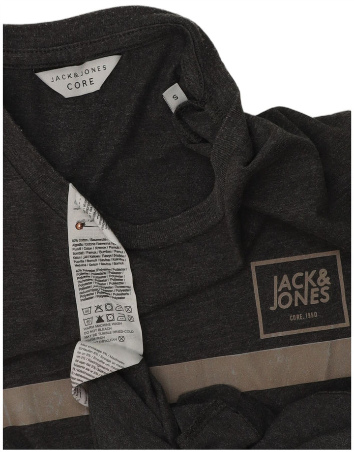 T-shirt męski Jack & Jones, mały, szary, bawełniany z blokami kolorów