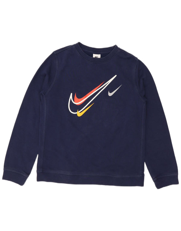 Chłopięcy sweter z grafiką Nike, 13-14 lat, XL, granatowy, bawełniany
