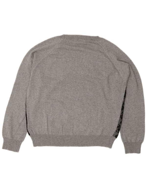 Guess Womens Boat Neck Jumper Sweater UK 12 Medium Grey Floral Viscose