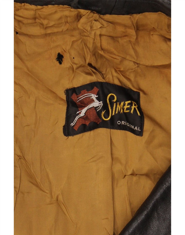 Damska kurtka skórzana dwurzędowa VINTAGE UK 12, średnia czarna