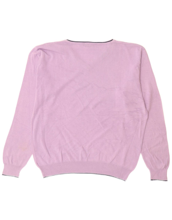 Męski sweter z dekoltem w kształcie litery V Lotto XL, fioletowa bawełna