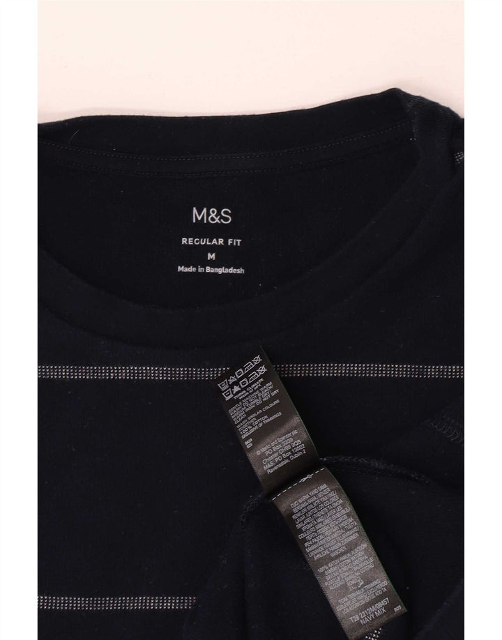 T-shirt męski Marks & Spencer o regularnym kroju, średni, granatowy w paski
