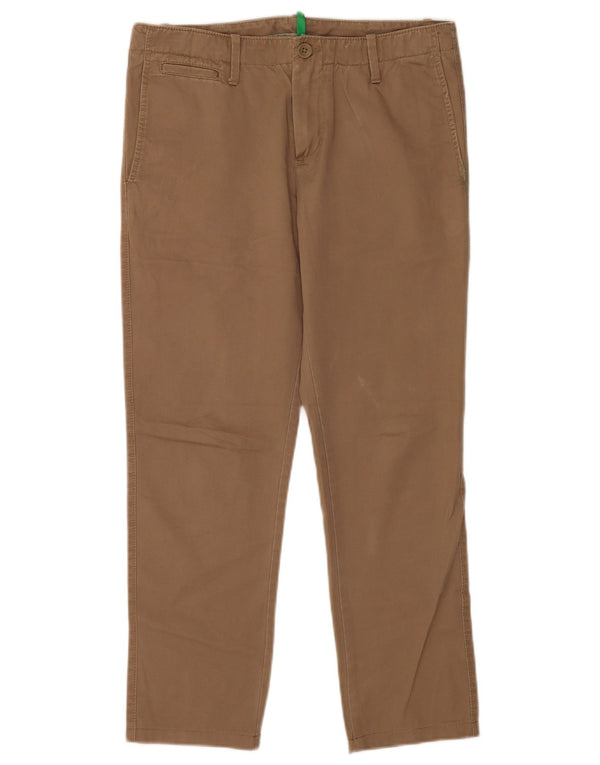 Spodnie damskie Benetton Straight Chino IT 44 Medium W32 L27 Brązowa bawełna
