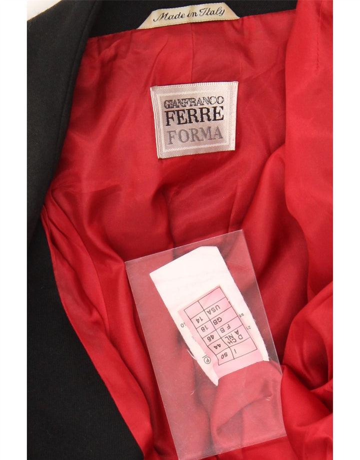 Damska kurtka użytkowa GIANFRANCO FERRE UK 18 XL, czarna wełna