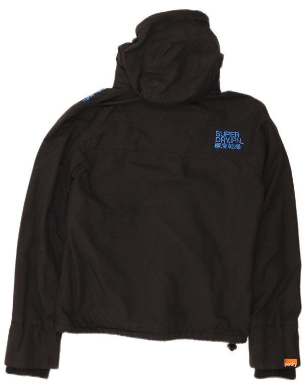 Damska kurtka wiatrówka z kapturem Superdry UK 14, średni czarny nylon