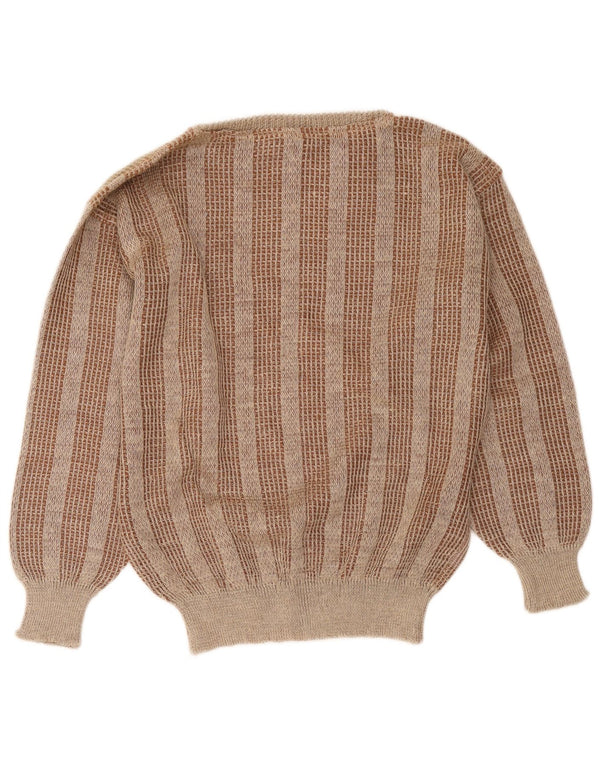 I Maschi Damski sweter z dekoltem w łódkę IT 48 XL, lniany w brązowe paski