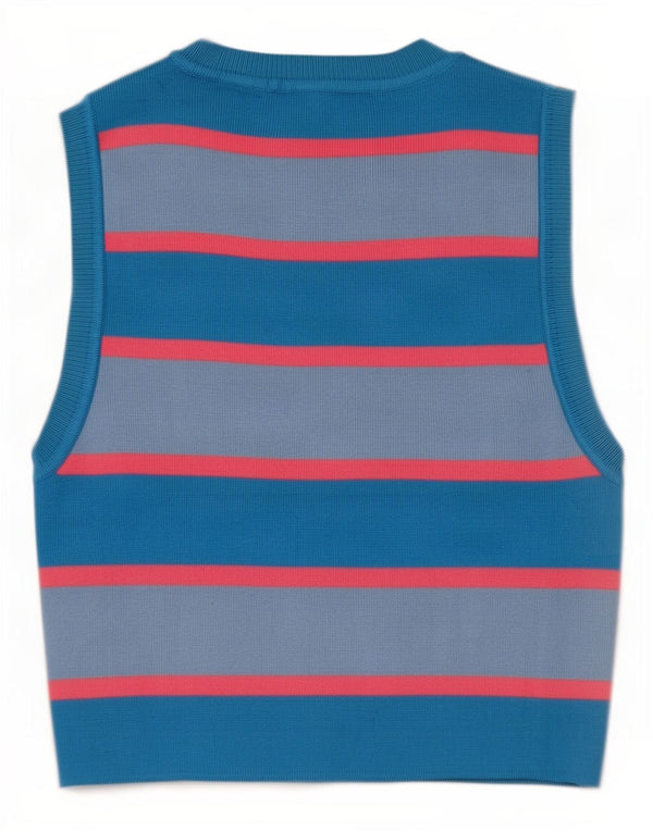 Damska kamizelka Zara Crop Top UK 14 w duże niebieskie paski z wiskozy