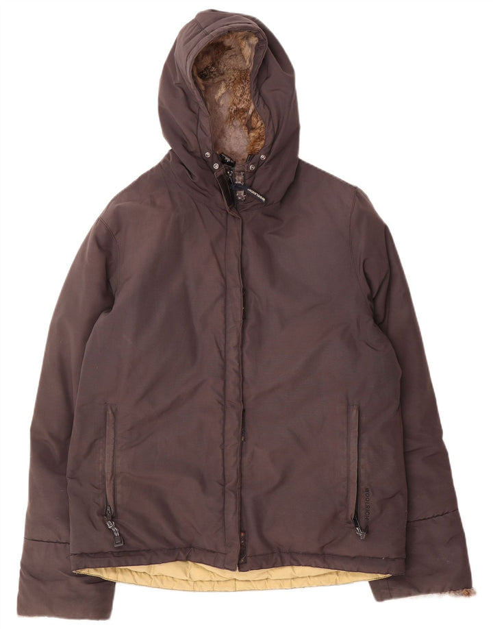 Damska ocieplana kurtka z kapturem Woolrich UK 16, duża brązowa
