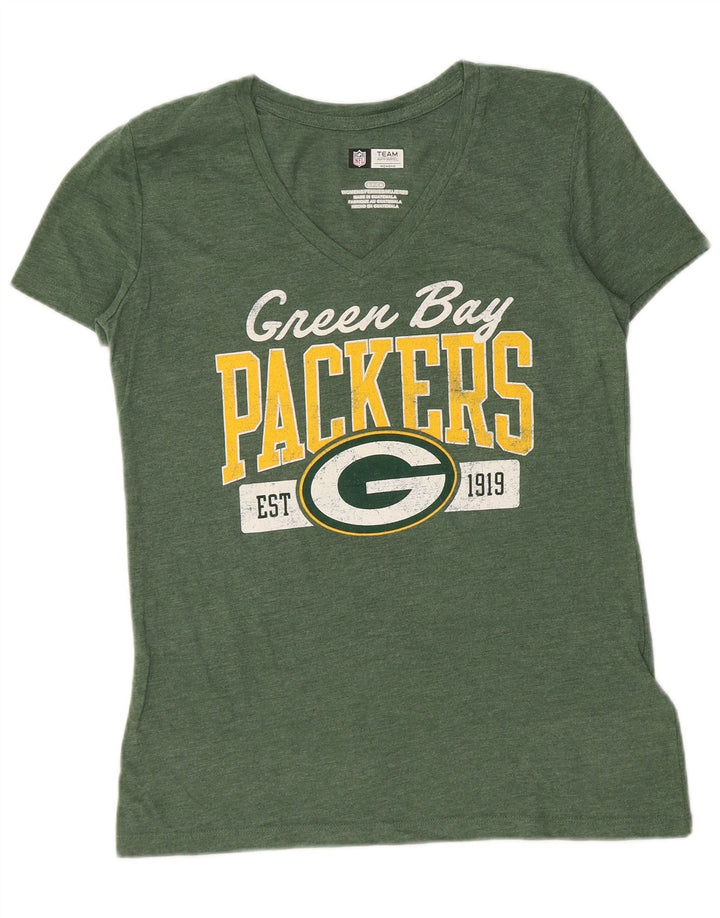NFL TEAM APPAREL Womens Packers Graphic T-Shirt Top UK 10 Small Green