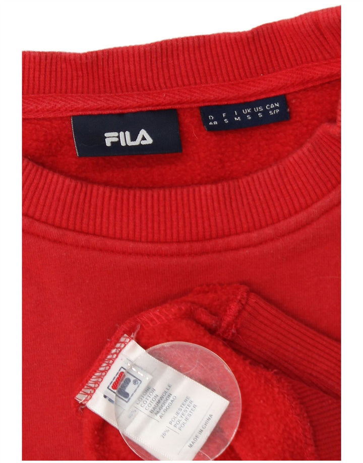 Męska bluza z grafiką Fila, mała, czerwona, bawełniana z blokami kolorów