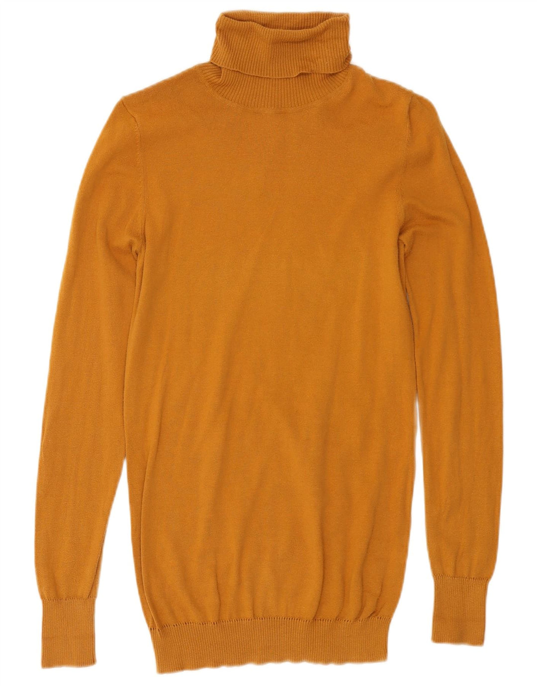 Sweter damski Benetton z wywijanym dekoltem UK 8, mały, żółty