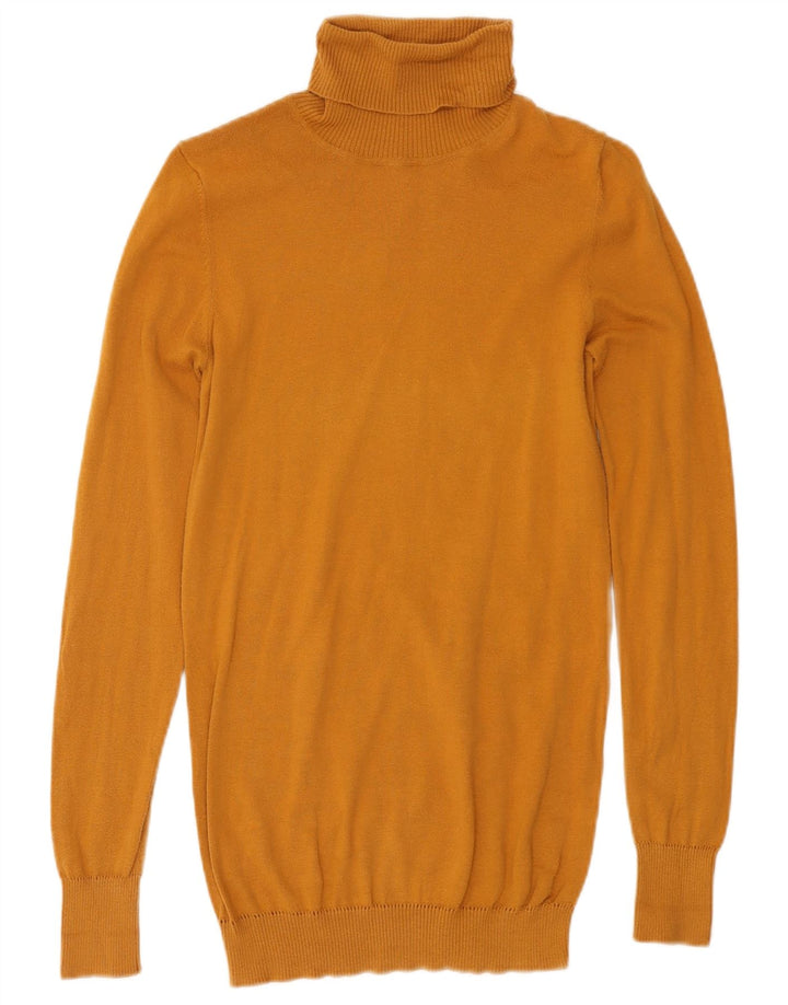 Sweter damski Benetton z wywijanym dekoltem UK 8, mały, żółty