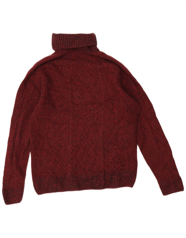 Lacoste Męski sweter z golfem, rozmiar 5, duża, bordowa wełna