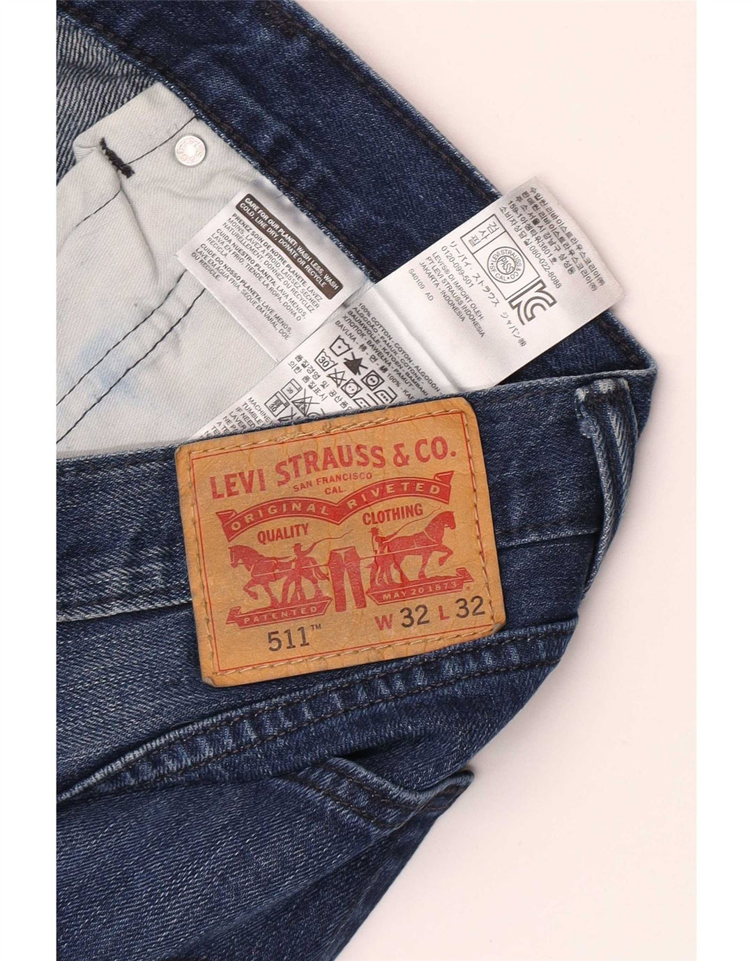 Męskie jeansy Levi's 511 Distressed Slim Tapered W32 L32 Niebieskie bawełniane