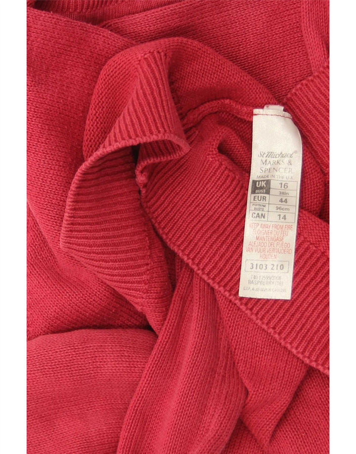 Marks & Spencer Damski sweter oversize z dekoltem w łódkę, UK 16, duży czerwony