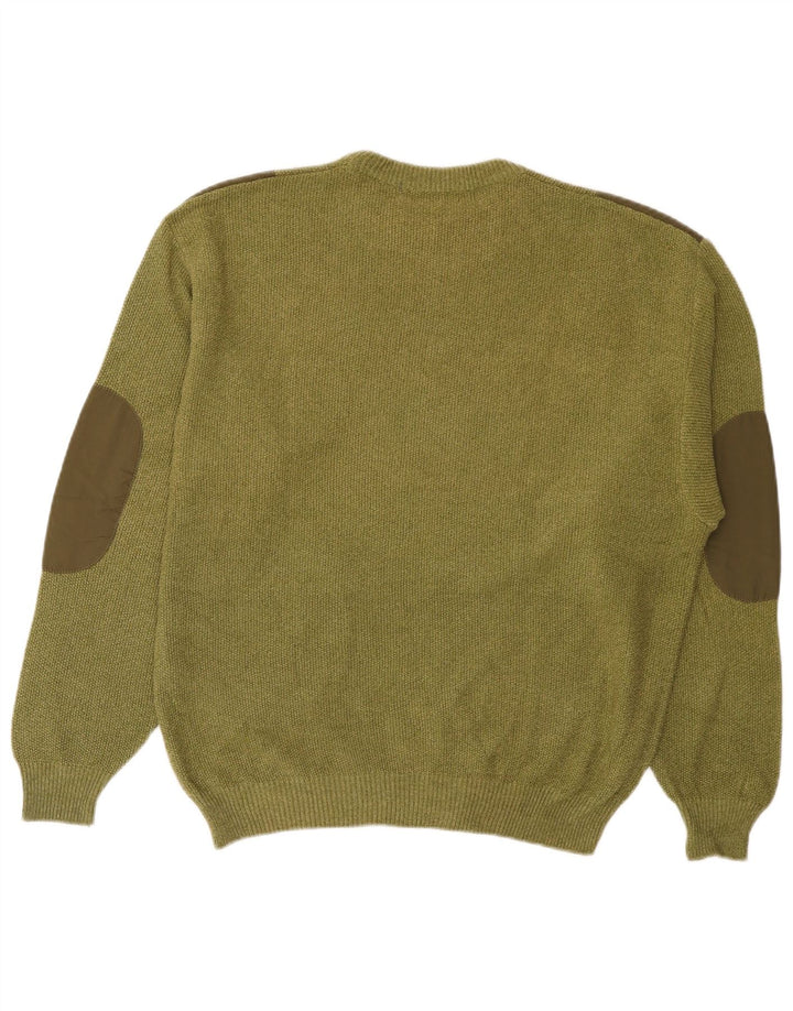 Męski sweter w stylu vintage z okrągłym dekoltem, bawełniany, średniej wielkości khaki
