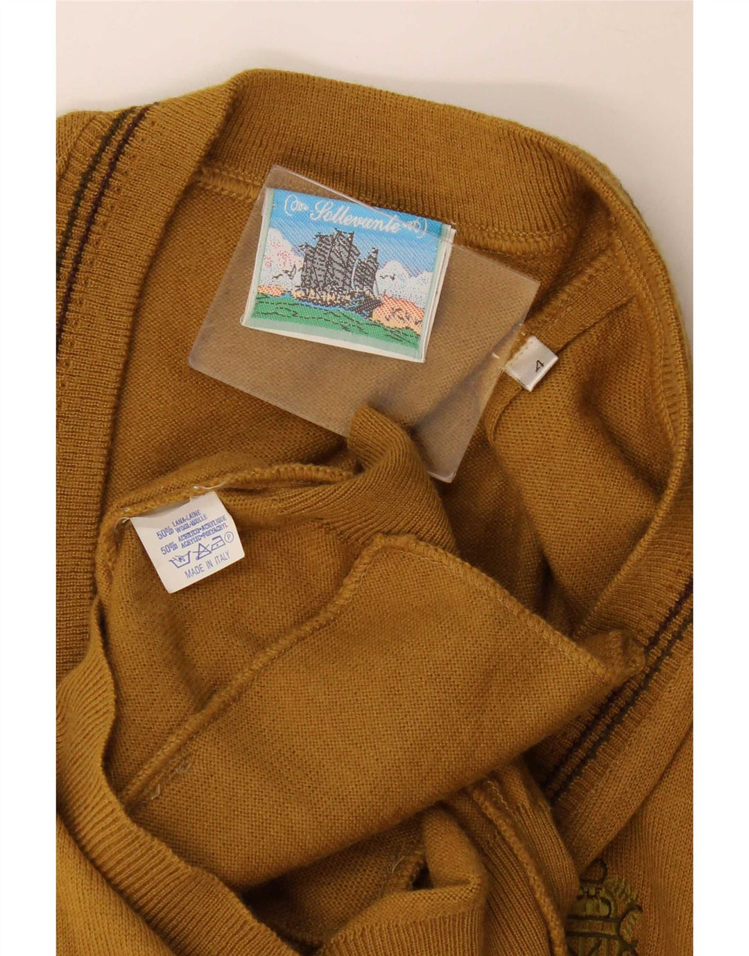 Męski sweter bez rękawów w stylu vintage, średnia wełna khaki